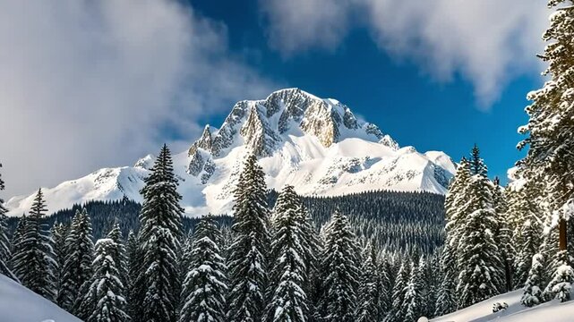 tall snowy pine trees
