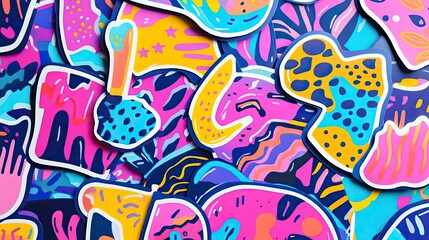 Colorful Abstract Stickers Bright Pattern Design