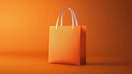 Orange Shopping Bag on Orange Background