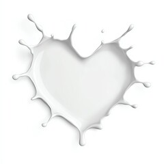A heart-shaped splash of milk, showcasing a playful and creative design element, ideal for food-related themes or love-centric concepts.