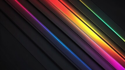 Obraz premium Stylish abstract background featuring vibrant rainbow light refraction against dark black shadows, ideal for design projects and digital art.