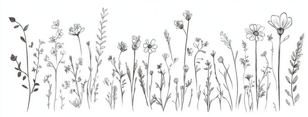FloralArt, WildflowerDrawing, BotanicalIllustration, LineArt, MinimalistArt, FloralSketch, HandDrawnFlowers, ElegantArt, BotanicalLineArt, BlackAndWhiteArt, NatureIllustration, ArtPrints, FloralDecor,