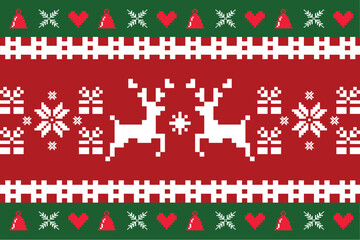 Seamless knitted christmas red and green pattern