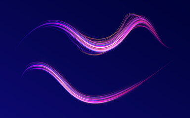 City road car light trails motion background. Electric car and city concept Hitech communication concept innovation background. Expressway, car headlight effect. Speed connection vector background.