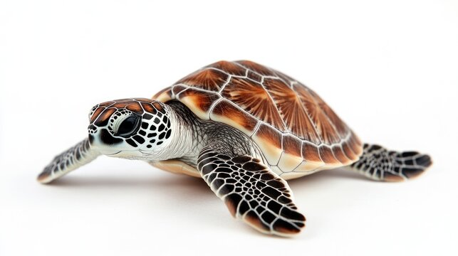 Realistic turtle model displaying intricate shell patterns and details, posed against a clean white background, emphasizing its natural features.