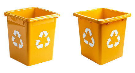 Yellow Recycling Bin on Transparent Background