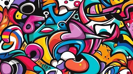 Obraz premium Vivid Urban Graffiti Seamless Wallpaper 