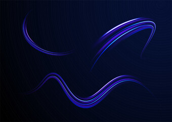 Laser beams luminous abstract sparkling isolated on a transparent background.  Abstract background in blue and purple neon glow colors. Png, lens, light, neon, line, blur, beam, ray.