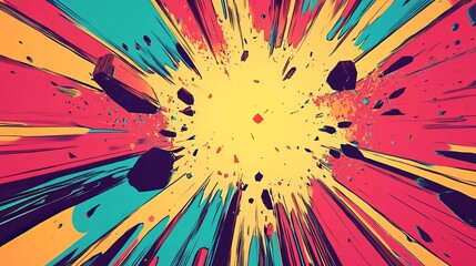 Bright Comic Explosion with Bold Lines
