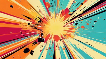 Bright Comic Explosion with Bold Lines