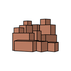 a pile of brown cardboard boxes vector illustration