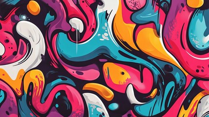 Graffiti-Style Pattern with Abstract Elements