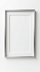 Modern silver metal frame on white background for artwork display