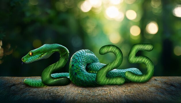 green snake in the forest