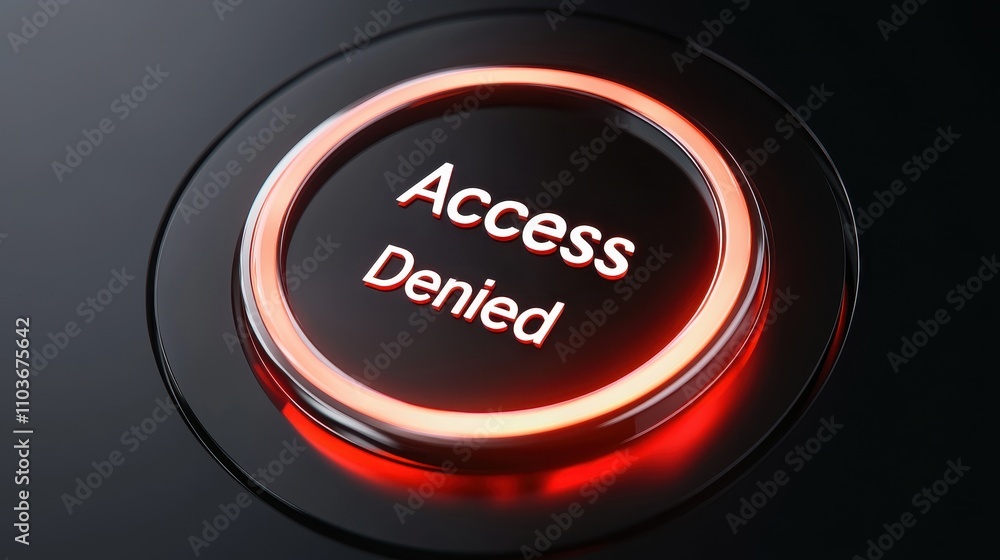 Aufkleber illuminated access denied button with bright red light effect