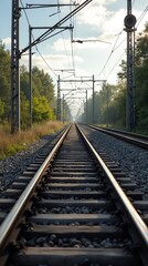 Perspective view of a railroad switch system in nature