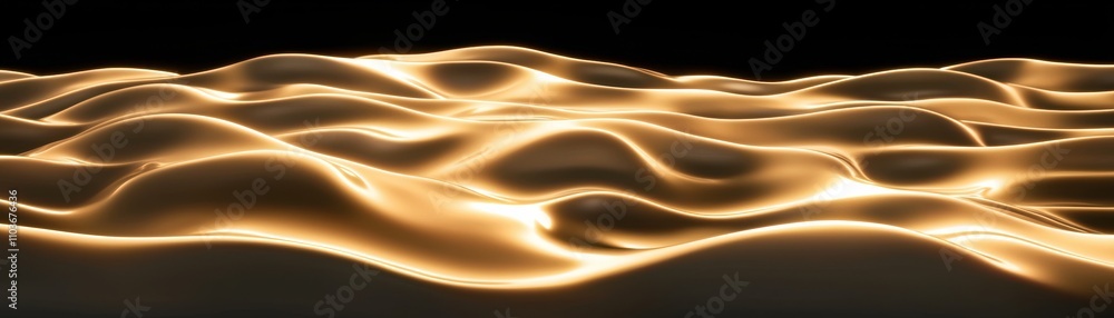 Poster a mesmerizing abstract design featuring golden waves against a dark background, creating a sense of 