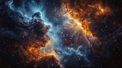 Fototapeta premium Stellar explosion in space cosmic clouds digital art night sky close-up astronomical wonder