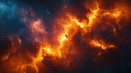 Celestial explosion outer space digital art cosmic environment wide-angle view nebula concept