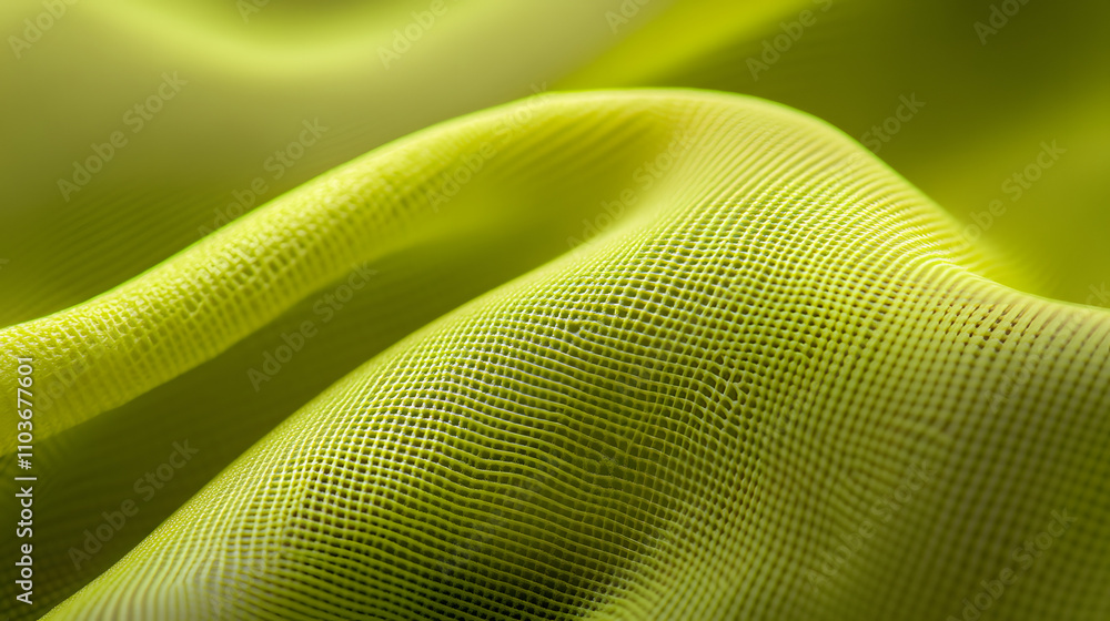 Aufkleber close-up of lime green fabric with a textured, woven pattern. the material is softly draped, creatin