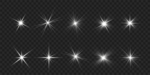 Sun ray glow abstract shine light effect starburst beam sunshine glowing isolated image. Lights flare, star flash light, white sun rays, png. Realistic sun rays. 