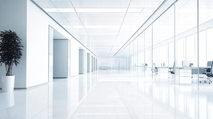 Obraz premium Clean office space with white walls and floors.