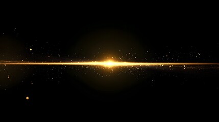 Abstract light beam light with flash effect . Illustration in gold colour on dark background. 