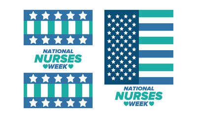 Fototapeta premium National Nurses Week. Thank you nurses. Medical and health care concept. Fighters against viruses and diseases. In honour of the doctors. Celebrated annual in United States. Vector illustration poster