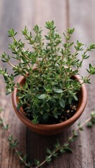 Thyme Aromatic herb with tiny leaves widely used in Mediterranean cooking