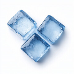 Obraz premium Ice cubes illustration, cooling element, 3D plasticine style, isolated on white background