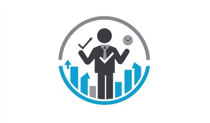 Fototapeta premium Here's a possible and keyword list for your stock image.. Successful businessman achieving goals, growth, and efficiency.