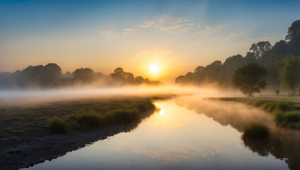 Fototapeta premium Sunrise Over Calm River