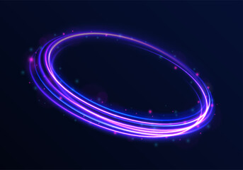 Png shine round frame with light circles light effect. Semicircular wave, light trail curve swirl, incandescent optical fiber vector, png, effect, wave,neon,line. Shiny sparks of spiral wave. 