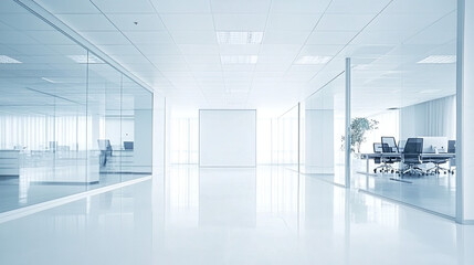 Obraz premium Clean office space with white walls and floors.