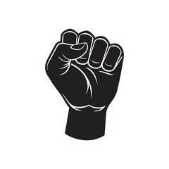 fist silhouette vector, black and white silhouette, vector and illustration isolated on white background, black and white