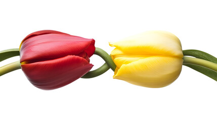 A pair of intertwined tulip isolated on white background