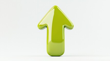Glossy lime green upward pointing arrow graphic design.