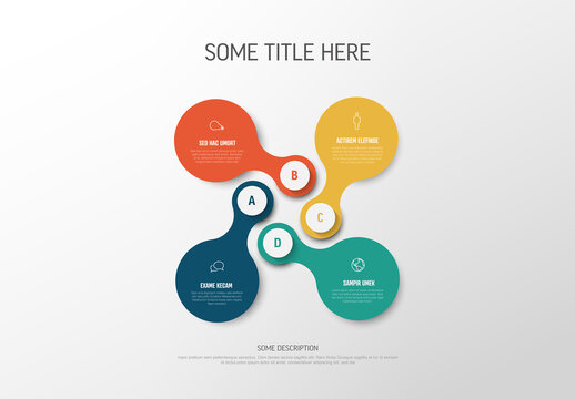 Simple infographic template made from four color elements with icons