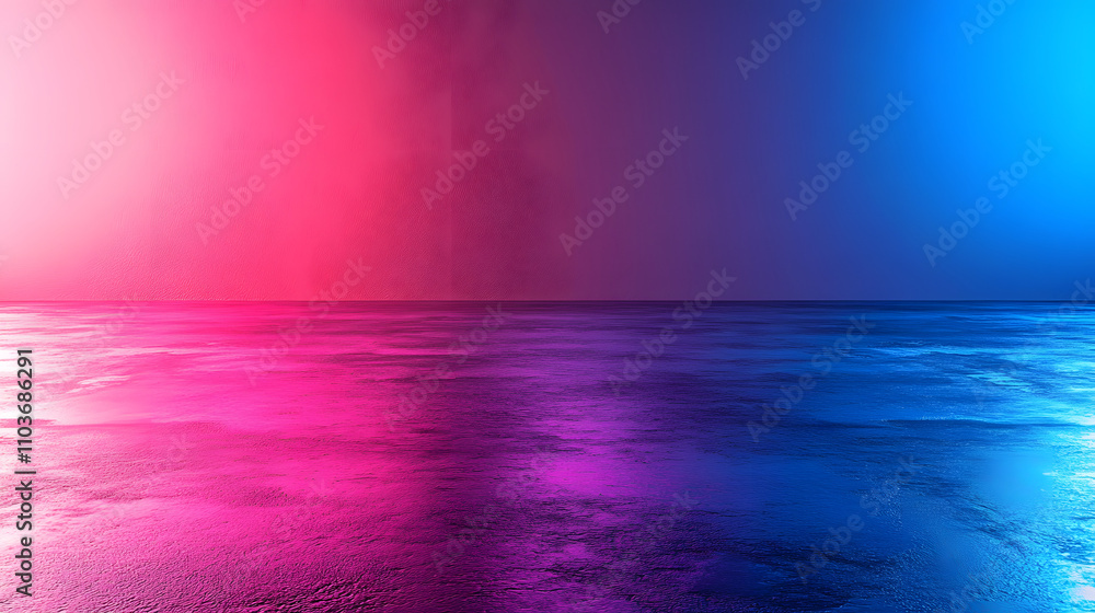 Aufkleber abstract background with vibrant pink and blue neon lights reflecting on a glossy surface, creating 
