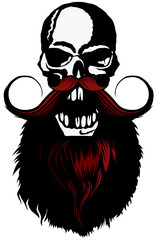 Tête de mort à moustache et barbe hipster skull moustachu et crane barbu
