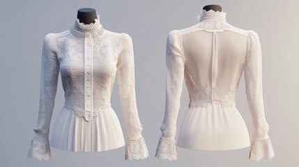 Elegant White Lace Blouse Fashion Design Display