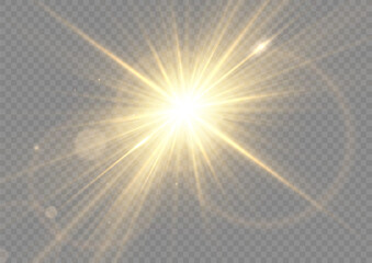 Lights flare, star flash light, white sun rays, png. Realistic sun rays. Sun ray glow abstract shine light effect starburst beam sunshine glowing isolated image.