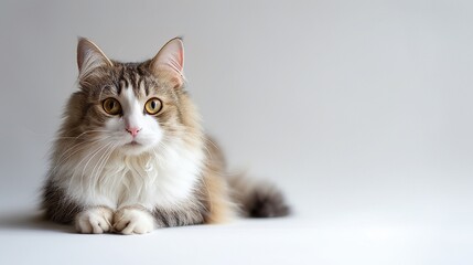 Relaxing cat isolated on white background