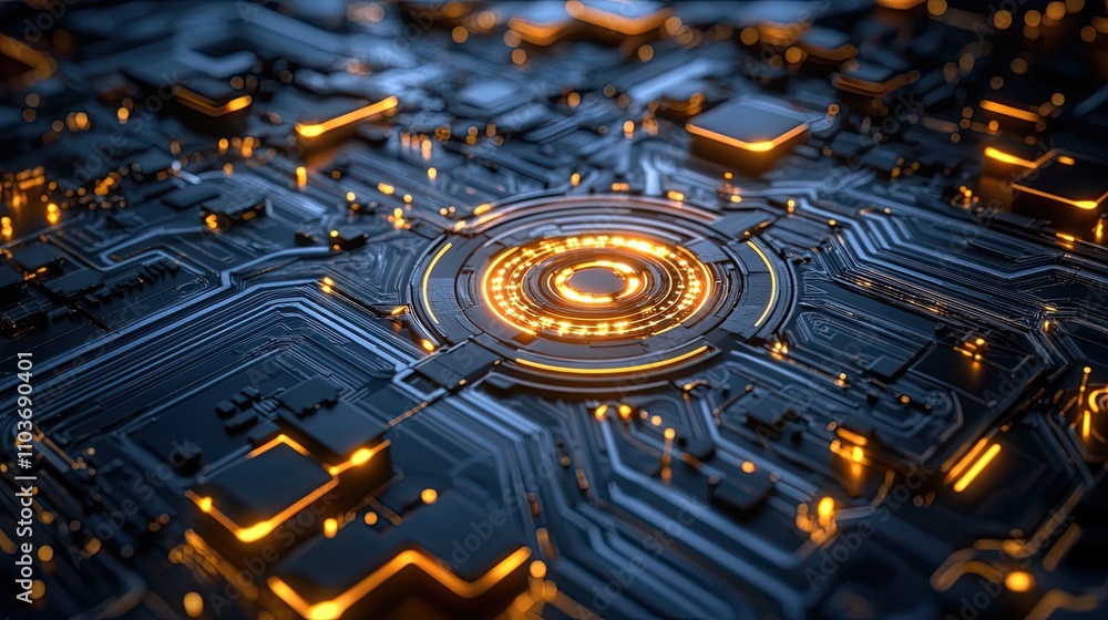 Poster illuminated circuit board central processing unit