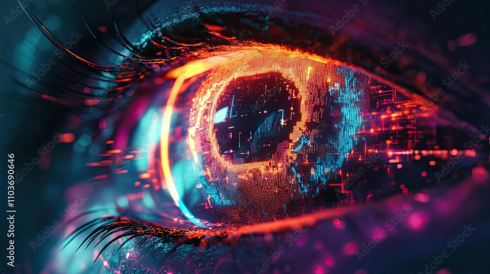 Poster digital eye reflecting global network data