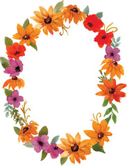 watercolor coneflower wreath design for card or frame