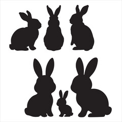 set of vector different type of bunny silhouettes