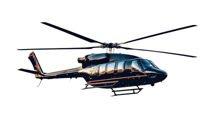 Black helicopter on transparent background.