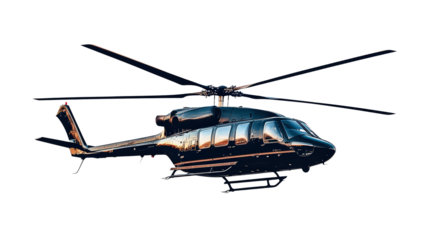 Black helicopter on transparent background.
