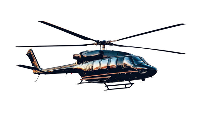 Black helicopter on transparent background.